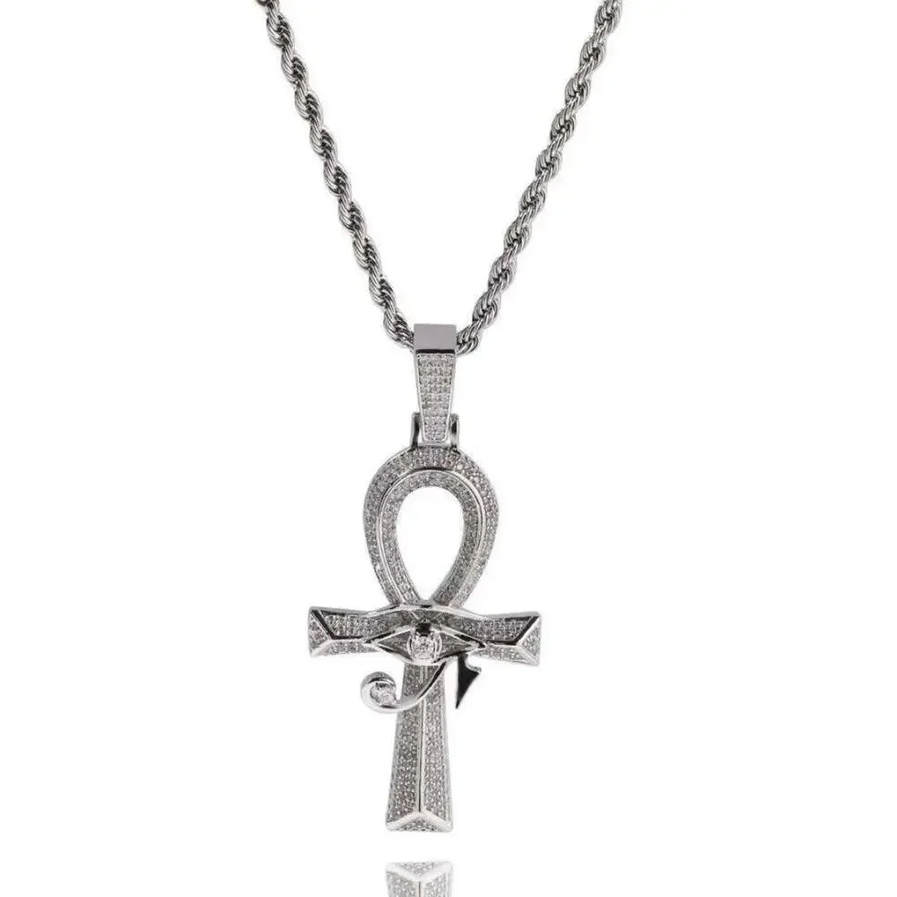 Silver Ankh Cross Pendant With 14 Ad